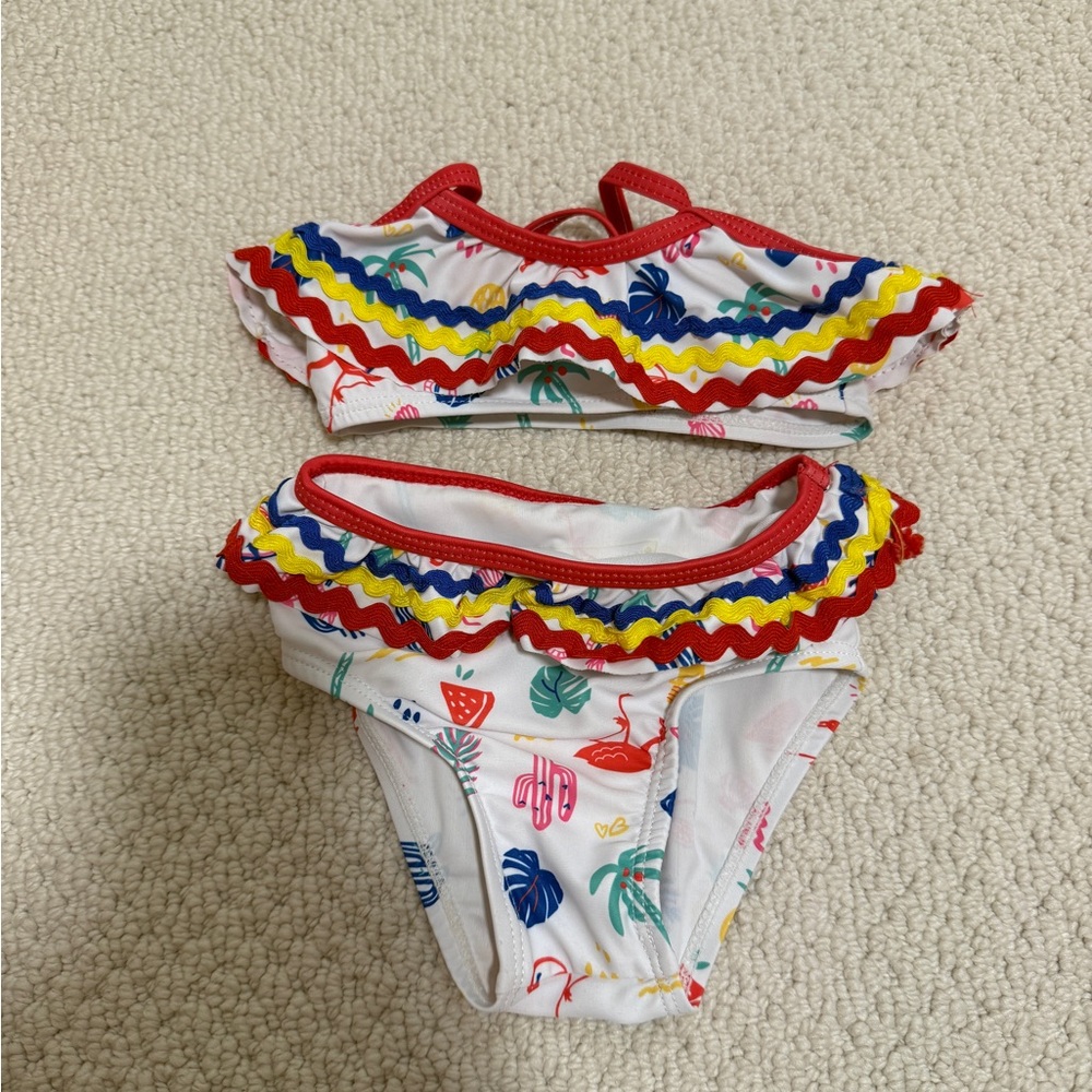 Baby Andy & Evan Two-Piece Ruffle Tropical Print Bikini